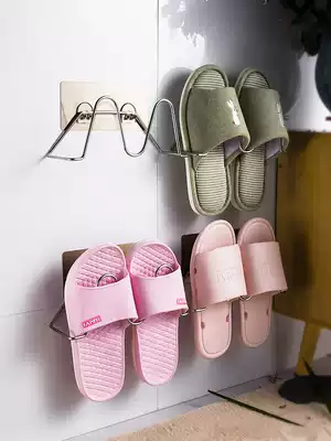 Bathroom trailer rack powder room non-perforated wall-mounted trailer rack door stainless steel storage shoe rack artifact