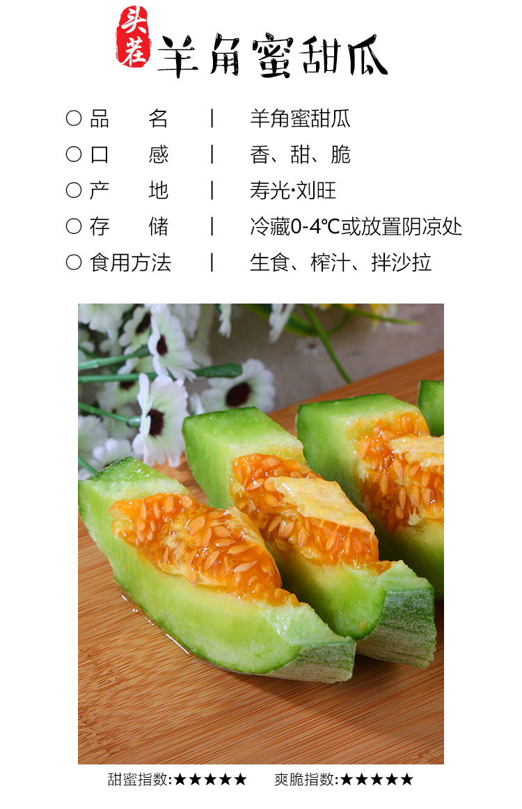 山东现摘羊角蜜甜瓜 5斤 图2
