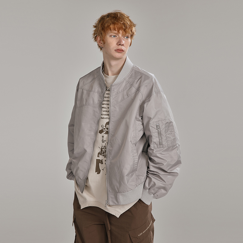 Bkbr Spring and Autumn American Workwear Style Loose Short Baseball Jacket Unisex Trendy Brand Embroidered Bomber Jacket