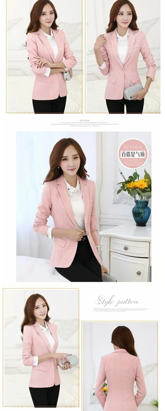 Lapel nhỏ phù hợp với áo khoác nữ 2017 mùa thu đông mới hoang dã tự canh thường phần dài áo khoác cotton và vải lanh