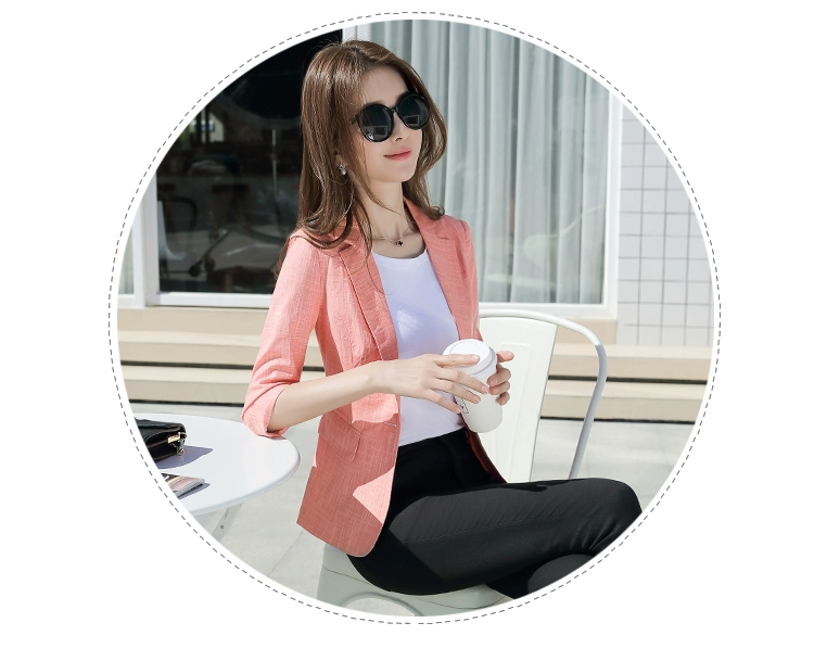 Áo khoác cotton và linen nhỏ phù hợp với áo khoác nữ 2018 hè mới phiên bản Hàn Quốc của phần mỏng thời trang khí chất tay áo hoang dã giản dị áo vest nữ hàng hiệu