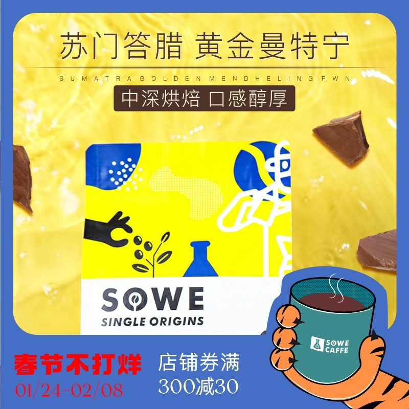 Taste Indonesia Sumatra Gold Mantening Boutique Piece Hand-made Imported Black Coffee Cooked Beans Milled 227g