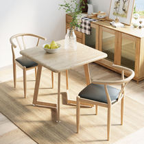 Nordic dining table and chair combination Modern simple square table Small apartment square table Negotiation table Leisure reception table and chair
