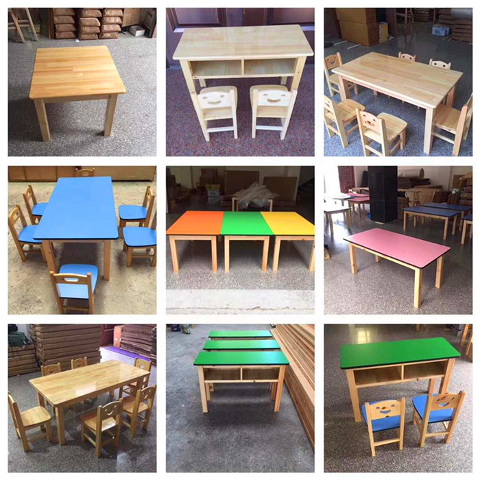 Kindergarten Solid Wood Table and Chair Training Course Children Learn Painting Desk Complementary Class for Kindergarten