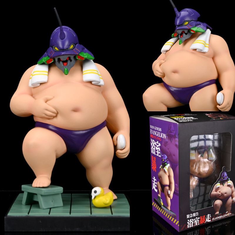 Gk Big Muscle Eva Fat Boy Unit-01 Bathroom Rampage Figure with Glowing Eyes Collectible Model Gift