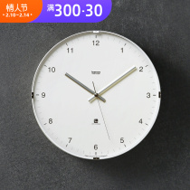 Caragle Japan Original imported Lemnos Nordic minimalist modern clock muted digital metal hanging clock white