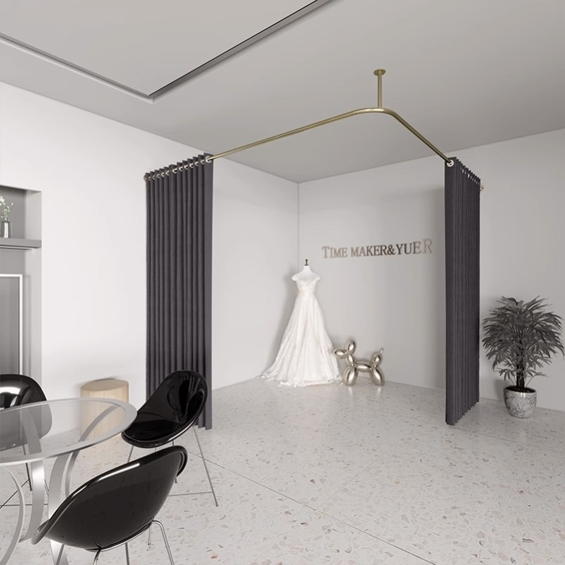 Beauty Salon Partition Curtain Iron Art U-Shaped Curtain Rod Health Center Therapy Bed Simple Beauty Bed Partition Curtain Fabric Curtain