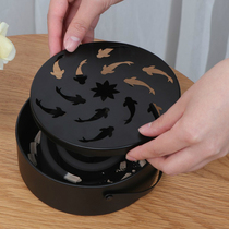 Household iron fire-proof mosquito box aromatherapy stove can be hung hollow mosquito holder with cover mosquito coil tray