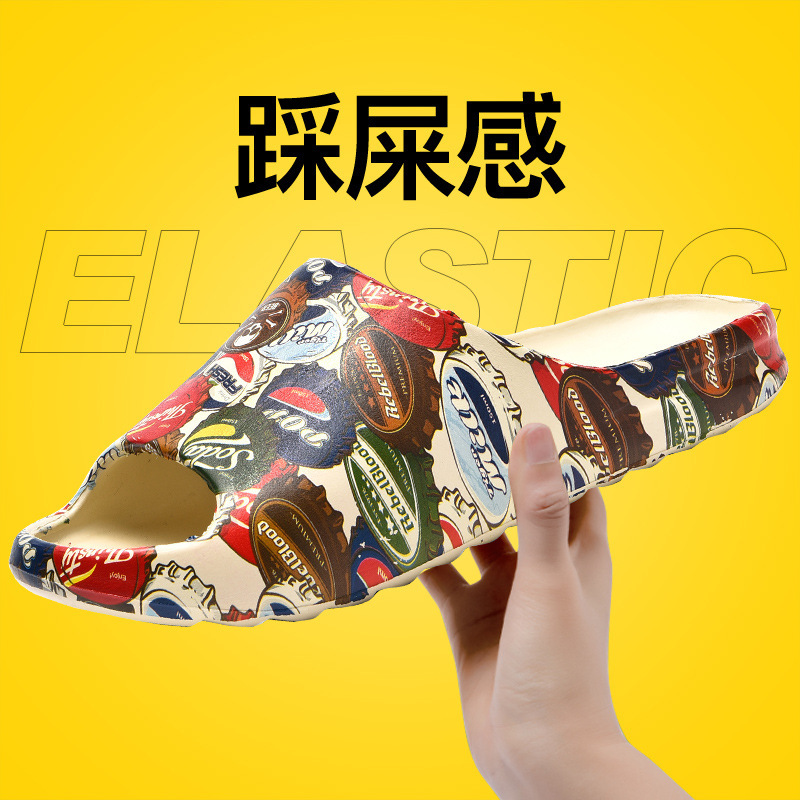 Camouflage Personalized Trendy Coconut Flip-Flops for Men, Summer Outdoor Wear, Graffiti Style, Casual Beach Sandals for Teenagers and Students