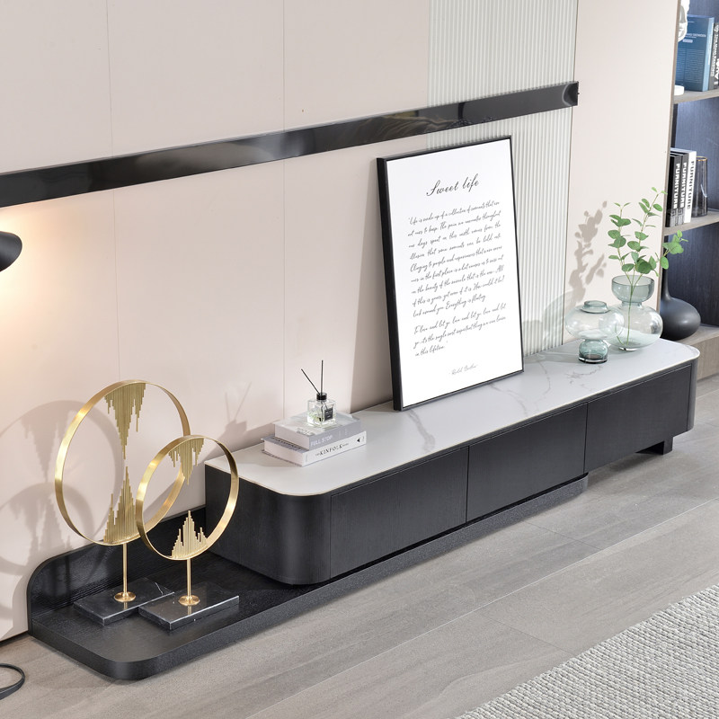 Italian-style slate TV cabinet Modern minimalist retractable TV cabinet Nordic size living room floor cabinet