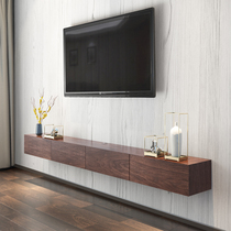 Modern minimalist wall hanging TV cabinet Small apartment walnut color hanging TV cabinet Log color hanging TV cabinet