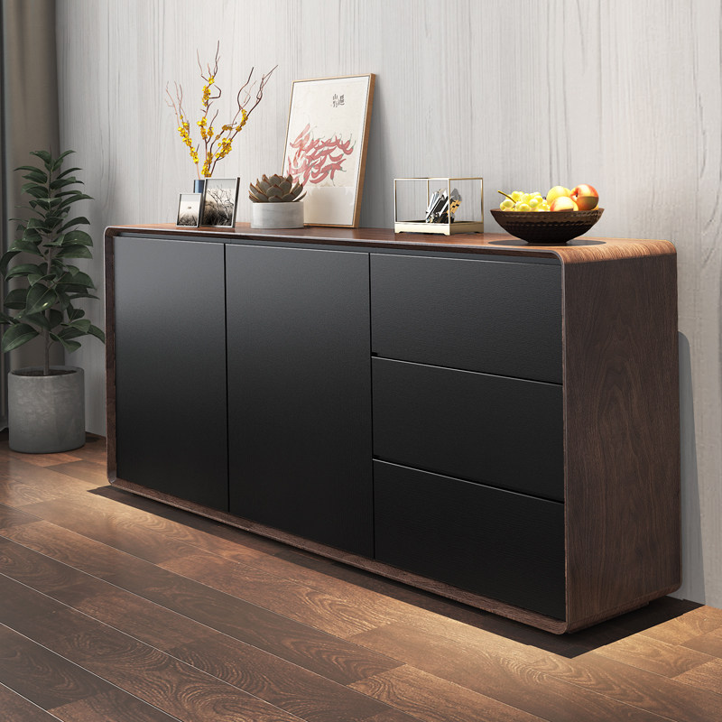 Modern minimalist dining side cabinet Northern European walnut tea cabinet living room by wall storage closet storage cabinet