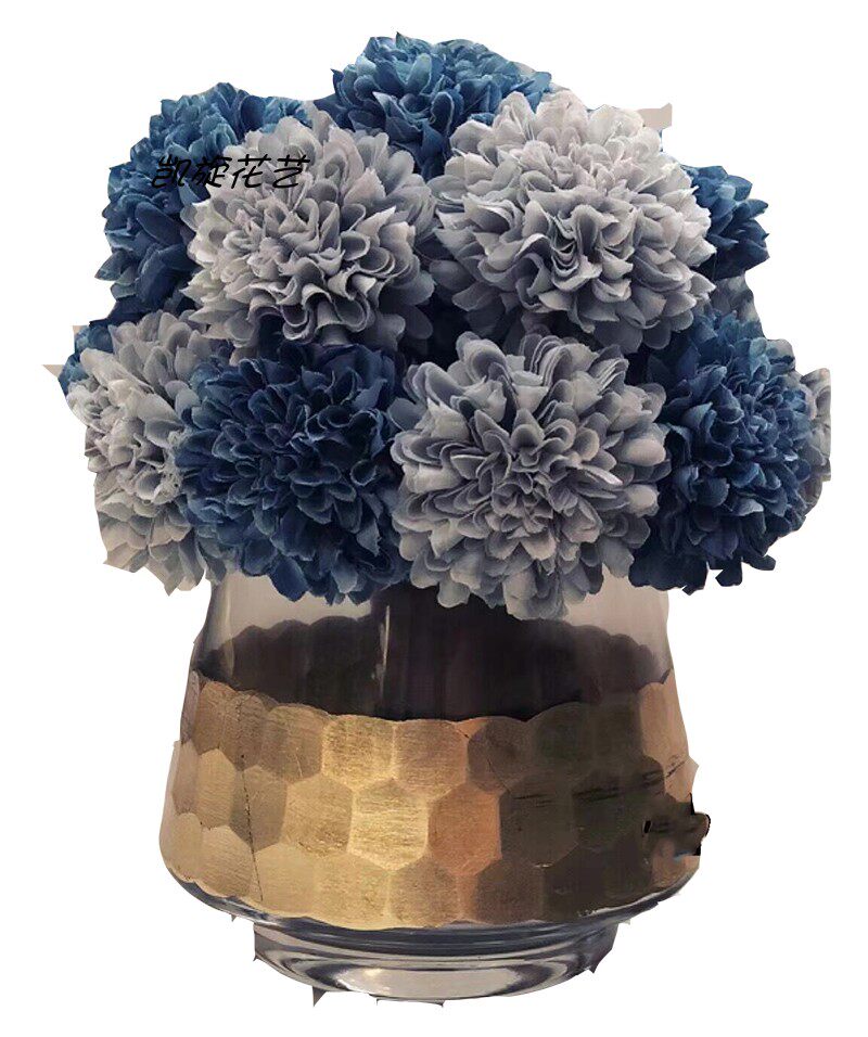 Blue series finished simulation flower art light luxury Hong Kong-style model house sales office negotiation table bedside table small table decorative flower