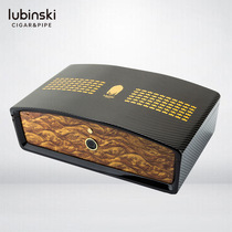LUBINSKI Lubinski cigar box fingerprint lock carbon fiber pattern large capacity cedar wood cigar box cigarette box
