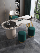 Light luxury rock board tea table and chair combination Household balcony tea table Kung fu set one simple modern office tea table