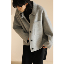 Miss Hartooth spring new full wool button flip collar short pure color double face What about the sweater jacket woman?