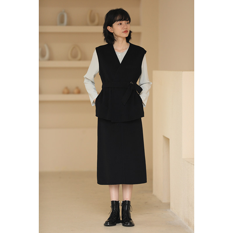 Miss Harteeth 2022 Wearing Temperament 100 Hitch Cashmere Wool Good Fabric Commute Black Suit Two Sets Women