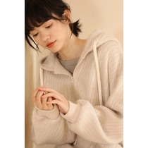 Miss Hua tooth Chen Ai Jiadong lazy wind long velvet cloud yarn thickened loose hooded knitted cardigan coat women