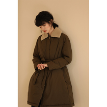 Miss Ha tooth new Hepburn wind waist thin warm white duck wool collar Joker down jacket women