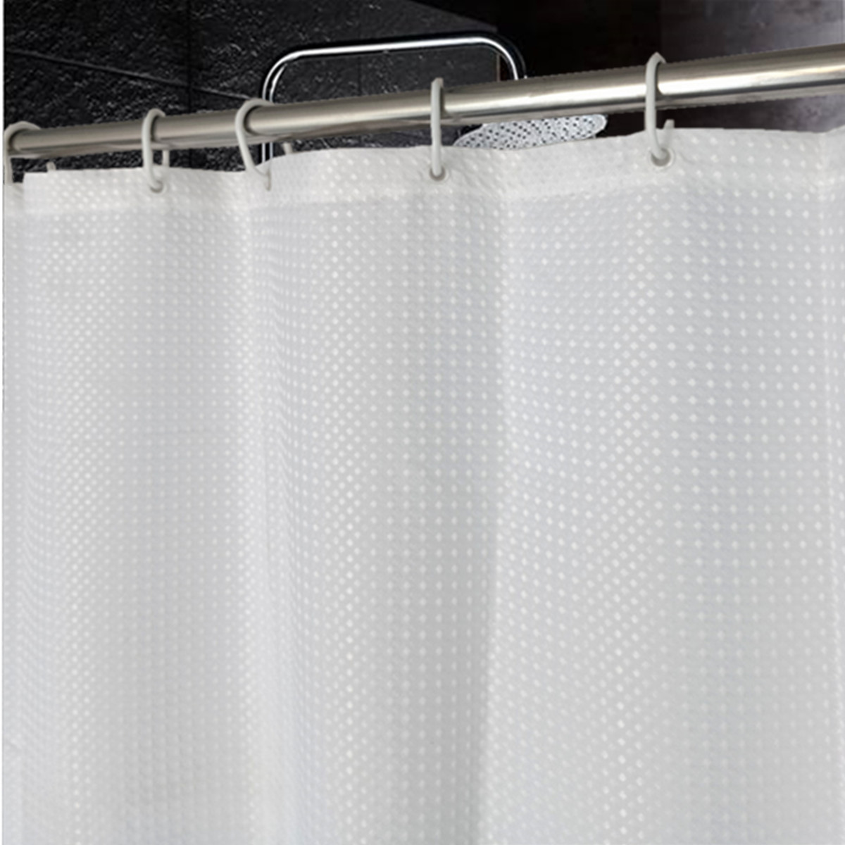Foreign trade export plain jacquard waffle monochrome pure white gym partition curtain shower curtain with lead pendant 180 width 180