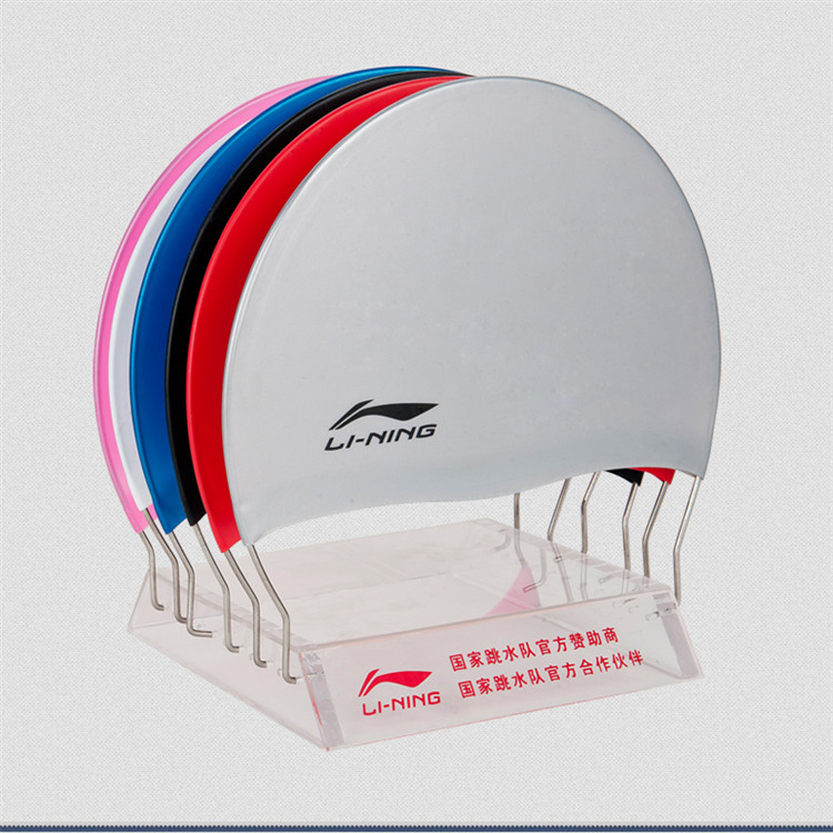 Mới Li Ning chuyên nghiệp mũ bơi màu rắn nam và nữ tóc dài silicone bảo vệ tai không thấm nước thoải mái mũ bơi đa màu 	mũ bơi trùm tai	