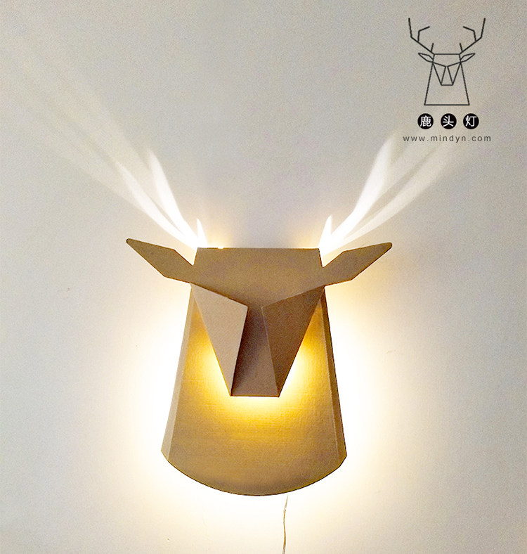 Elk Deer Head Deer Antlers Led Stairs Aisle Wall Light Creativity Handmade Homemade Living Room Bedroom Bedside Headlights Material Bag