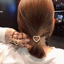 South Korea Dongdaemun with the same hair rope female pearl love head rope net red hair ornaments small Qingxin simple tie hair circle rubber band