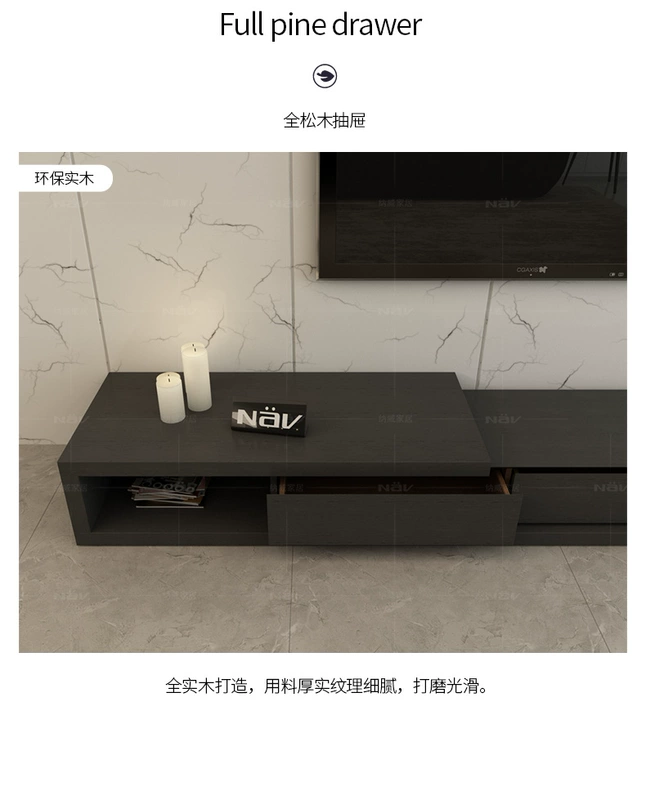 Neville đơn giản hiện đại matt TV tủ bàn cà phê kết hợp Bàn ghế phòng khách có thể thu vào tủ TV FB75