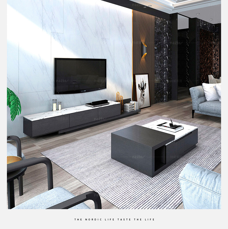 Bàn cà phê bằng đá cẩm thạch Neville kết hợp tủ bếp hình chữ nhật giường gỗ đẹp