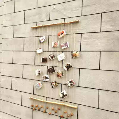 Creative dry twigs hemp rope photo clip star natural wooden pinecone cafe Christmas kindergarten