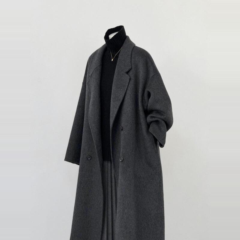 Dark Gray Wool Cashmere Coat for Women 2026 Autumn and Winter New Style Loose Silhouette Slimming Elegant Casual Woolen Coat