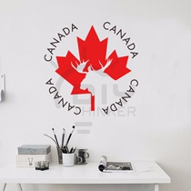 Canada Maple Leaf landmark graffiti art cartoon illustration Waterproof PVC wall sticker Living room bedroom decoration sticker art
