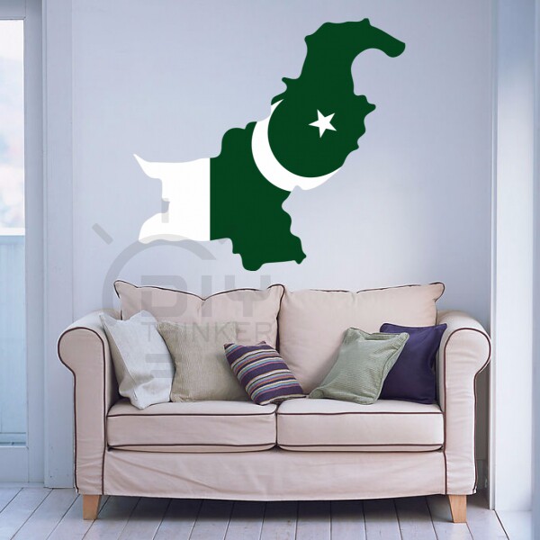 Bedroom living room office classroom DIY Pakistan flag map waterproof self-adhesive stickers wall stickers