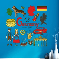 German retro nostalgic graffiti art cartoon illustration background wall stickers window living room bedroom decoration stickers