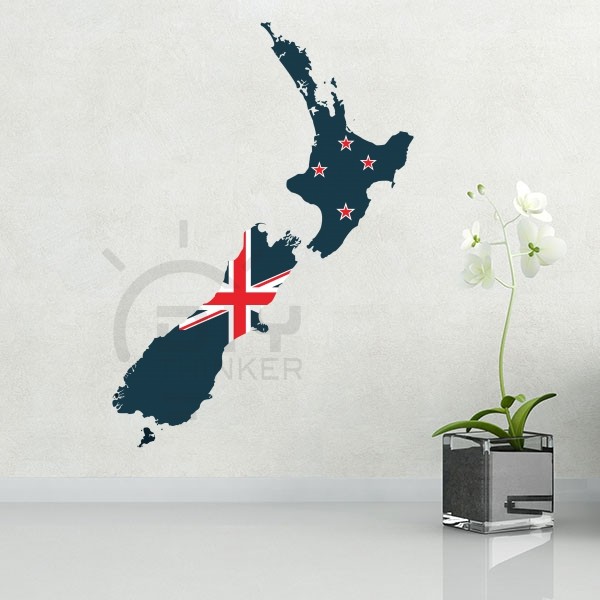 Bedroom Living room Office Classroom DIY New Zealand Flag Map waterproof adhesive sticker Painted Wall Sticker Sticker