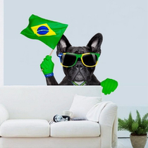Puppy Animals Brazil Flag Power Games Sticker Bedroom Living Room Living Room Window can remove Painted Wall Stickers