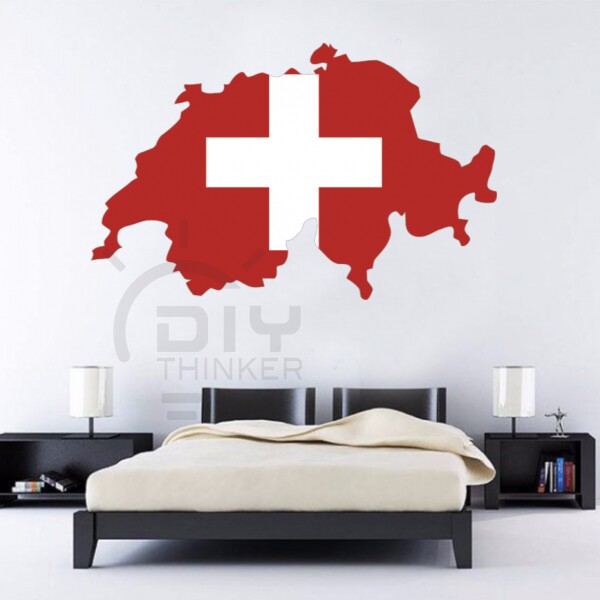 Bedroom living room office classroom DIY Swiss flag map waterproof self-adhesive stickers wall stickers decals