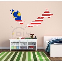 Bedroom Living Room Office Classroom DIY Malaysia Flag Map waterproof adhesive sticker Painted Wall Sticker