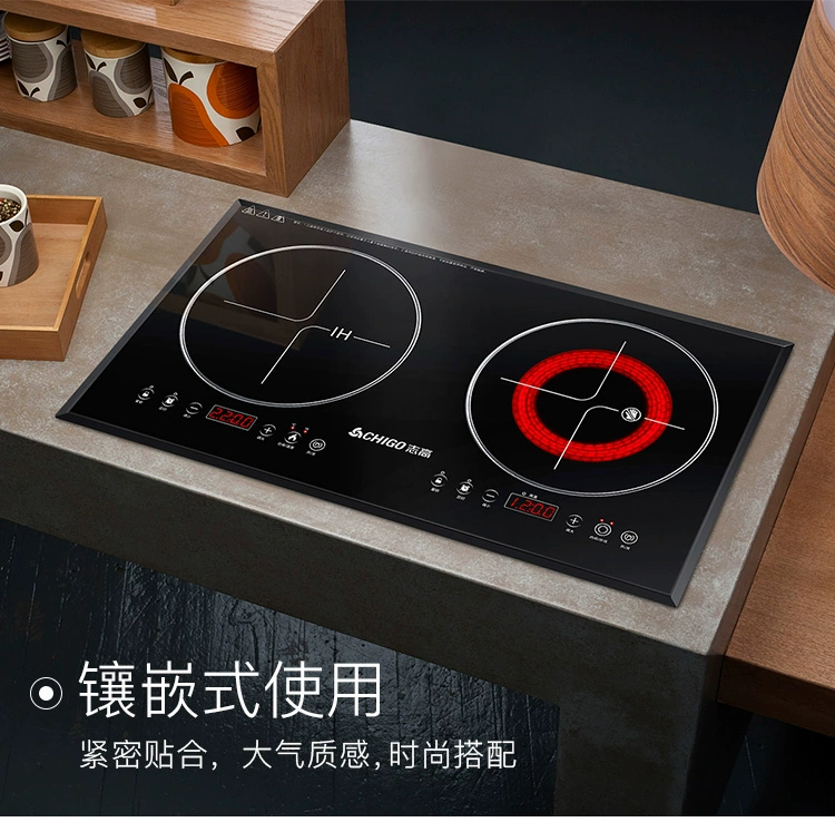 Chigo Zhigao 34D6 nhúng bếp cảm ứng gia đình bếp đôi bếp điện gốm đôi đầu pin lò nhúng điện - Bếp cảm ứng