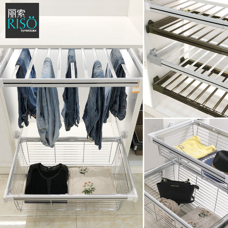 Wardrobe pants frame multifunctional whole cabinet push and pull pants in the pants storage basketball hat tray pants scaling pull basket