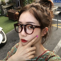 The new ins net red retro port wind small round frame BAO WEN color flat mirror black frame glasses female Korean version of the tide personality