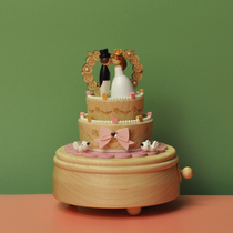 jeancard music box wedding cake woody rotating eight-soundbox wedding newlywed gift giving sister a bestie