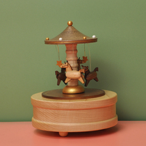 jeancard music box rotating small Trojan horse Taiwan wood-eight soundbox to send female child creative birthday present