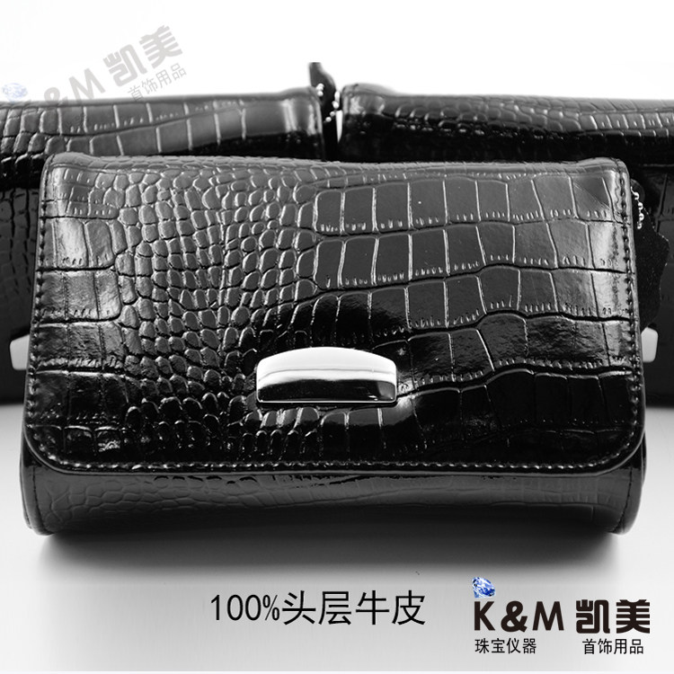 First layer leather shopping guide pockets Jewelry counter multi-function work small pockets Men and women shopping guide cashier pockets