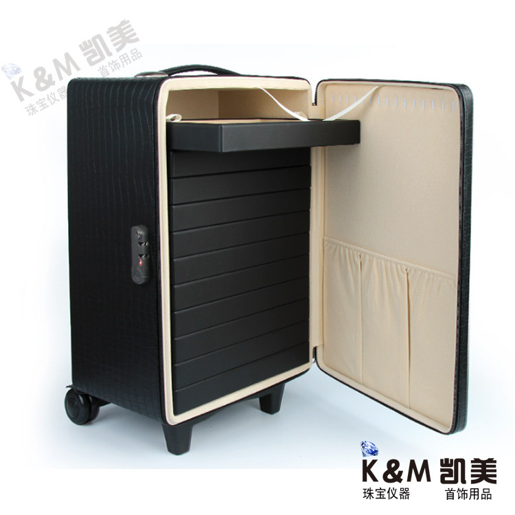 Upscale pu leather Jewelry Box Ring Pendant Bracelet Show Wheel Pull-Lever Box Exhibiting With Container collection Box