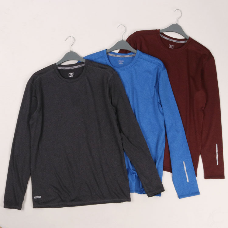 Professional Fitness Bull Goods Good Elastic Soft Men's Round Collar Outdoor Sports Night Running Beating Bottom Long Sleeve T-Shirt Man