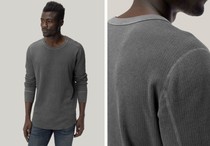 Original 62 USD washed pure cotton cow stock Heavy Loose Casual Round Collar Cover Head Knit Long Sleeve T-Shirt Mens Clothing