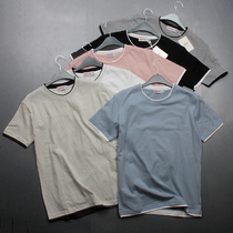 Clearance fashion literary style cotton comfortable summer half sleeve Korean base shirt fake two short sleeve T-shirt men