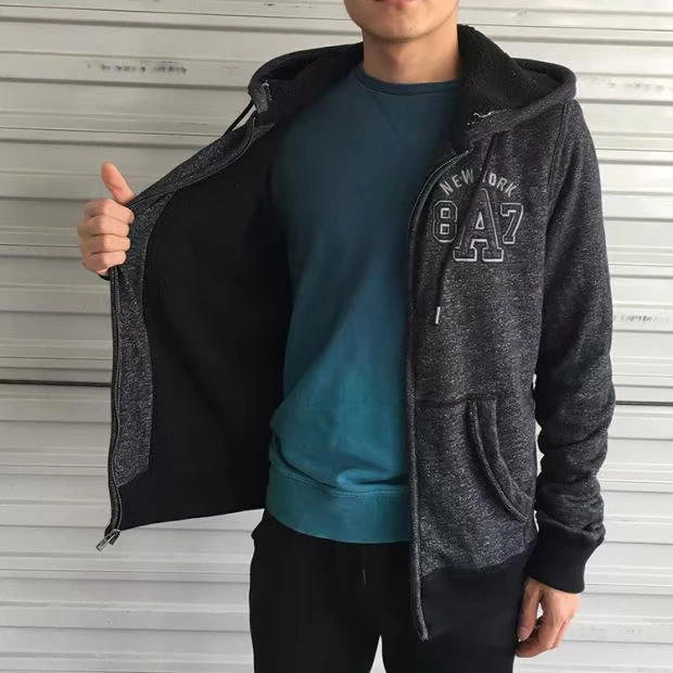 Mã bị hỏng xử lý ấm cừu cashmere dày cộng với áo len nhung trùm đầu áo khoác dây kéo nam mùa thu và áo khoác mùa đông