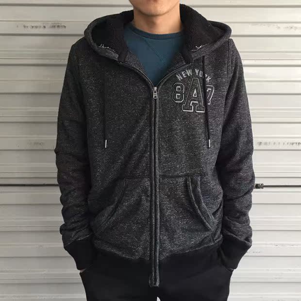 Mã bị hỏng xử lý ấm cừu cashmere dày cộng với áo len nhung trùm đầu áo khoác dây kéo nam mùa thu và áo khoác mùa đông áo hoodie rộng